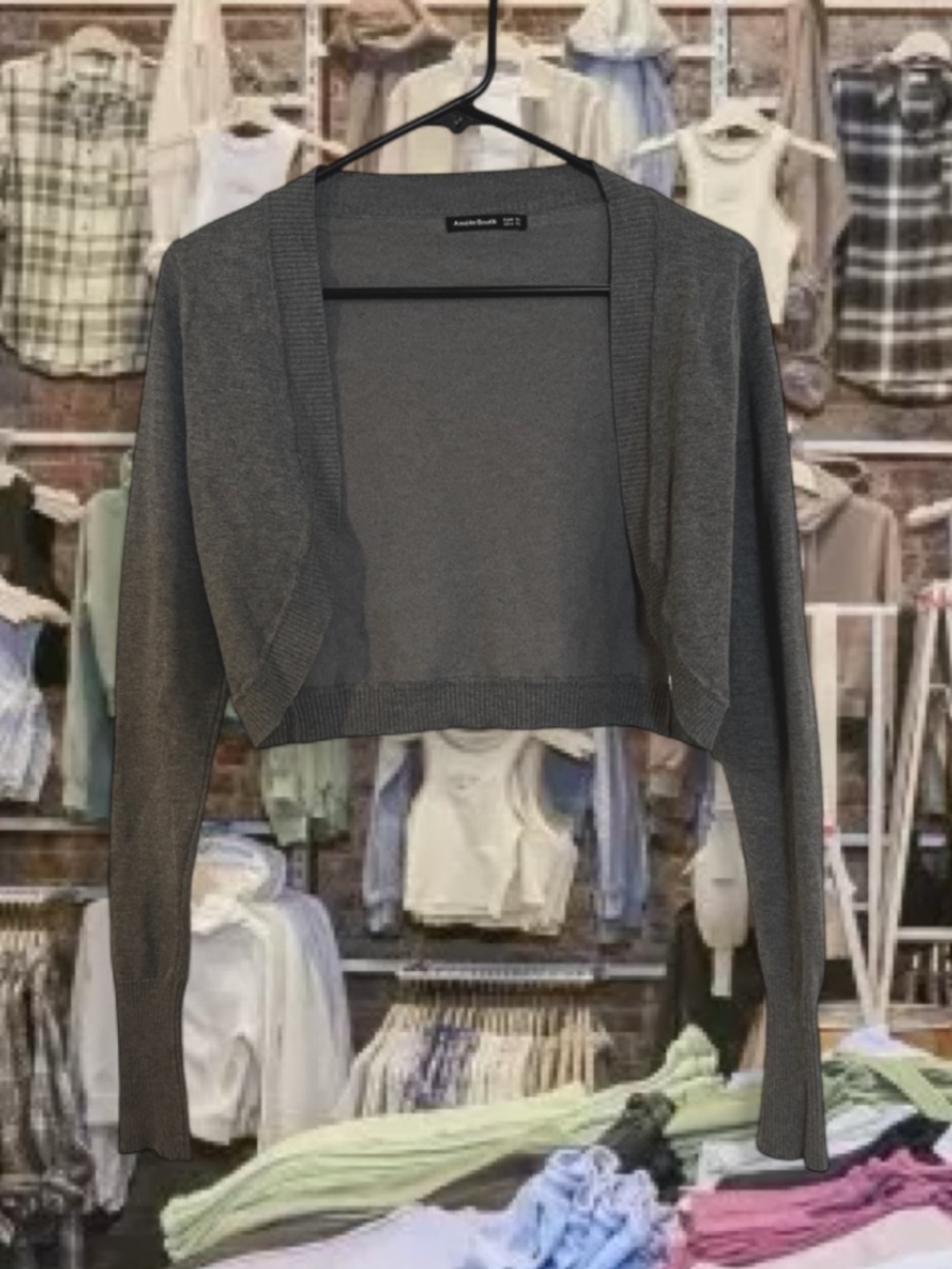 Cropped Ballet Shrug Cardigan Gray Bolero